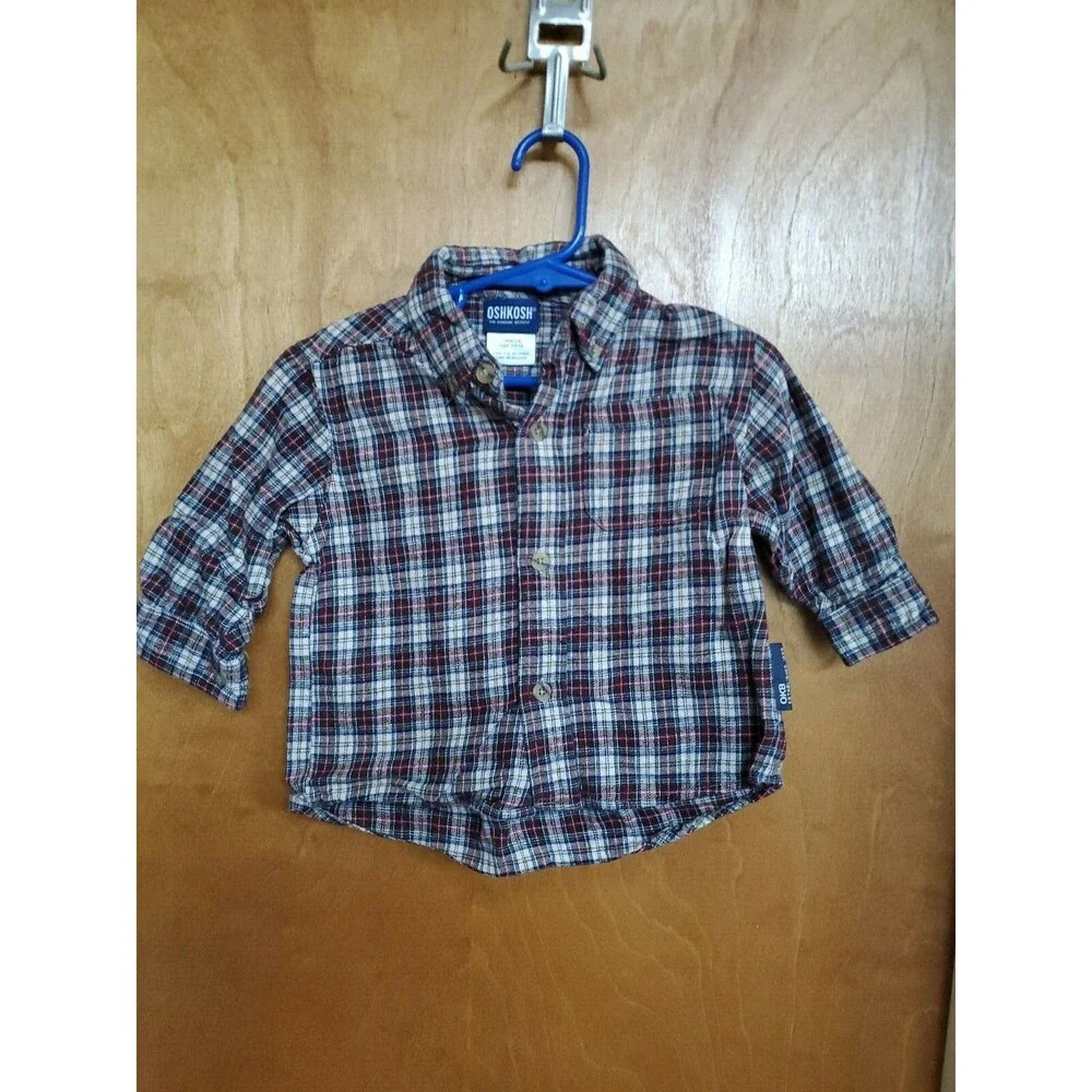 Boy's Oshkosh 18 month plaid button up long sleeve shirt